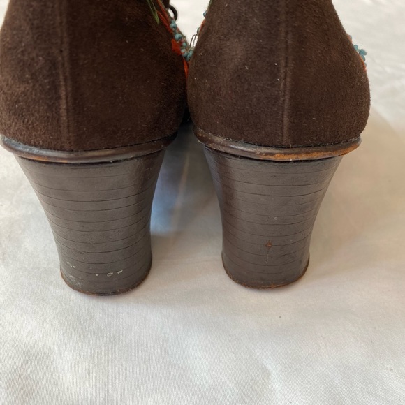 Vintage 70s Jerry Edouard Embroidered Knee High Lace Up Boots, 7B - Picture 5 of 16